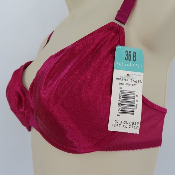 Vintage Vassarette 36B Virtue Red Style 75256 Underwire Bra No Padding NEW NWT - Picture 4 of 15